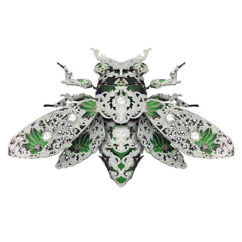 Piececool Emerald Cicada -- 1-Star DIY 3D Metal Puzzle Kit, Insect Model for Nature Lovers, Brain Teaser for Adults & Teens