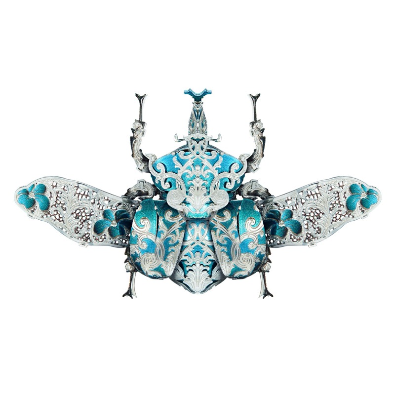 Piececool Sapphire Rhinoceros Beetle -- 1-Star DIY 3D Metal Puzzle Kit, Insect Model for Nature Lovers, Brain Teaser for Adults & Teens