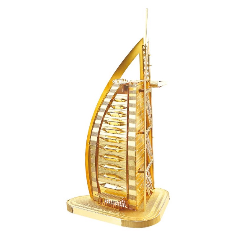 Piececool Burj Ai Arab -- 4-Star DIY 3D Metal Puzzle Kit, Famous Landmark Model for Home Decor, Brain Teaser for Adults & Teens