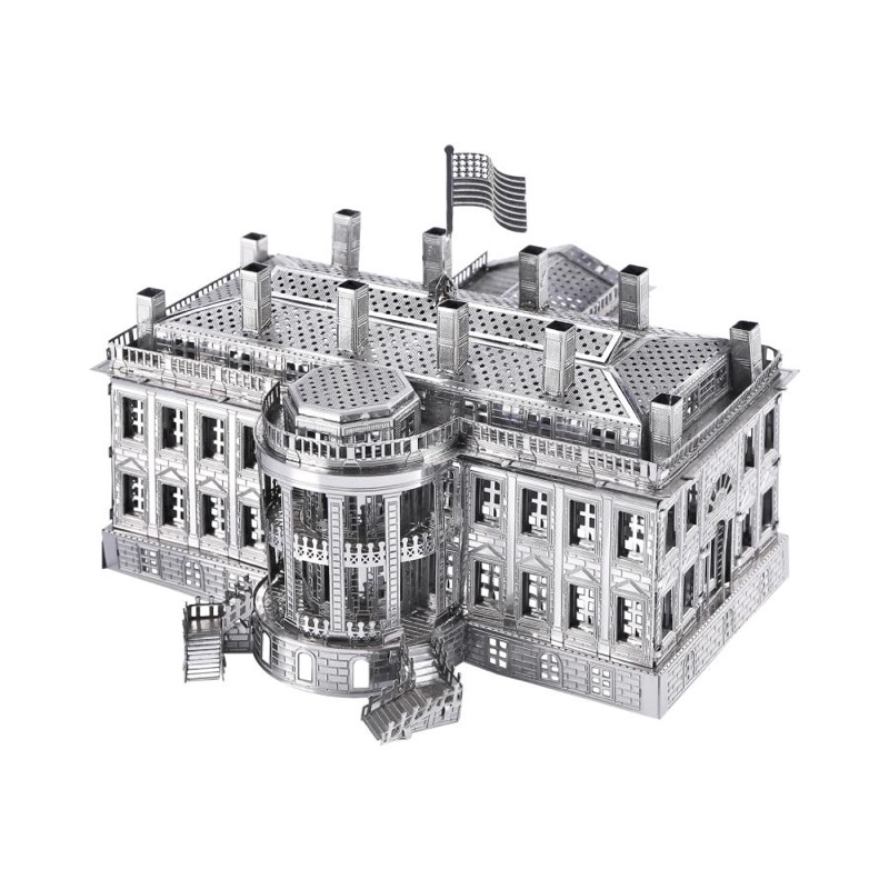 Piececool The White House -- 4-Star DIY 3D Metal Puzzle Kit, Famous Landmark Model for Home Decor, Brain Teaser for Adults & Teens