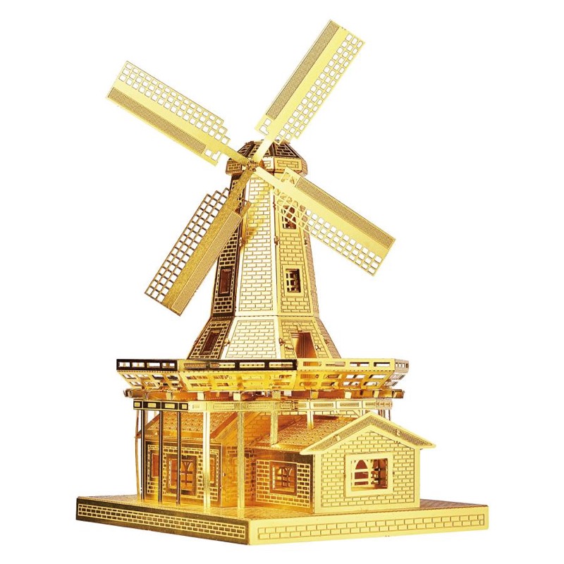 Piececool Dutch Windmill -- 3-Star DIY 3D Metal Puzzle Kit, Famous Landmark Model for Home Decor, Brain Teaser for Adults & Teens