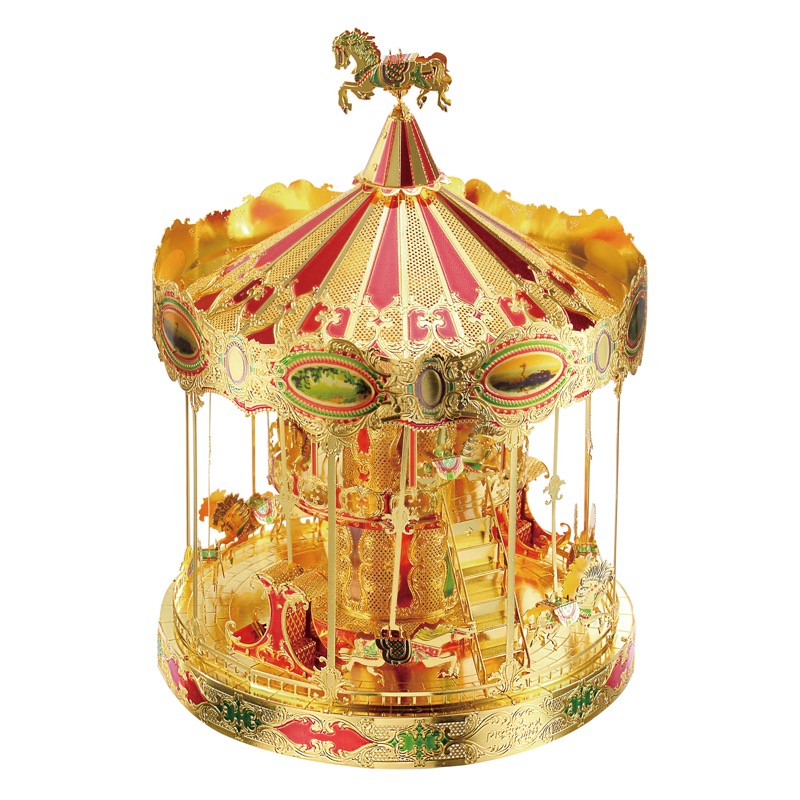 Piececool Merry Go Around -- 4-Star DIY 3D Metal Puzzle Kit, Amusement Ride Model for Display, Brain Teaser for Adults & Teens