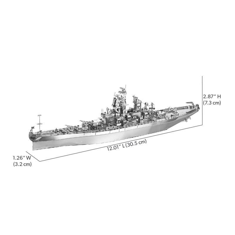 Piececool USS Missouri (bb-63) -- 3-Star DIY 3D Metal Puzzle Kit, Military Model for History Enthusiasts, Brain Teaser for Adults & Teens