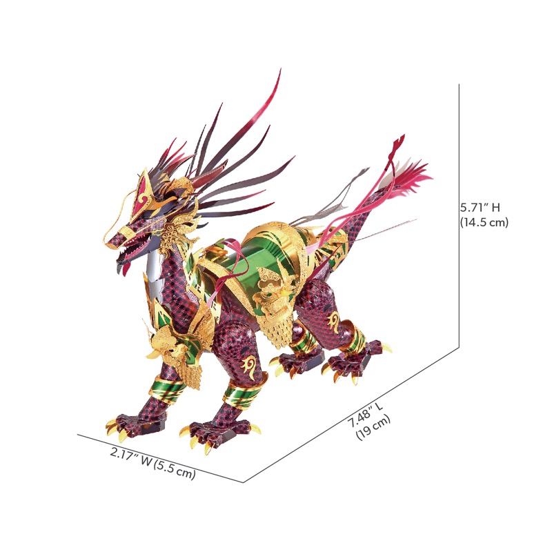 Piececool Auspicious Kirin -- 5-Star DIY 3D Metal Puzzle Kit, Auspicious Creature Model for Home Decor, Brain Teaser for Adults & Teens