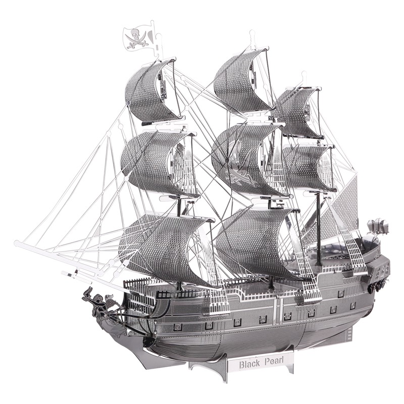 Piececool Black Pearl -- 5-Star DIY 3D Metal Puzzle Kit, Pirate Ship Model for Collectors, Brain Teaser for Adults & Teens