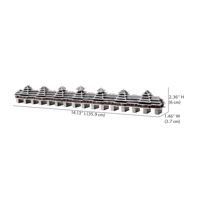 Piececool Wind-Rain Bridge -- 4-Star DIY 3D Metal Puzzle Kit, Famous Landmark Model for Home Decor, Brain Teaser for Adults & Teens