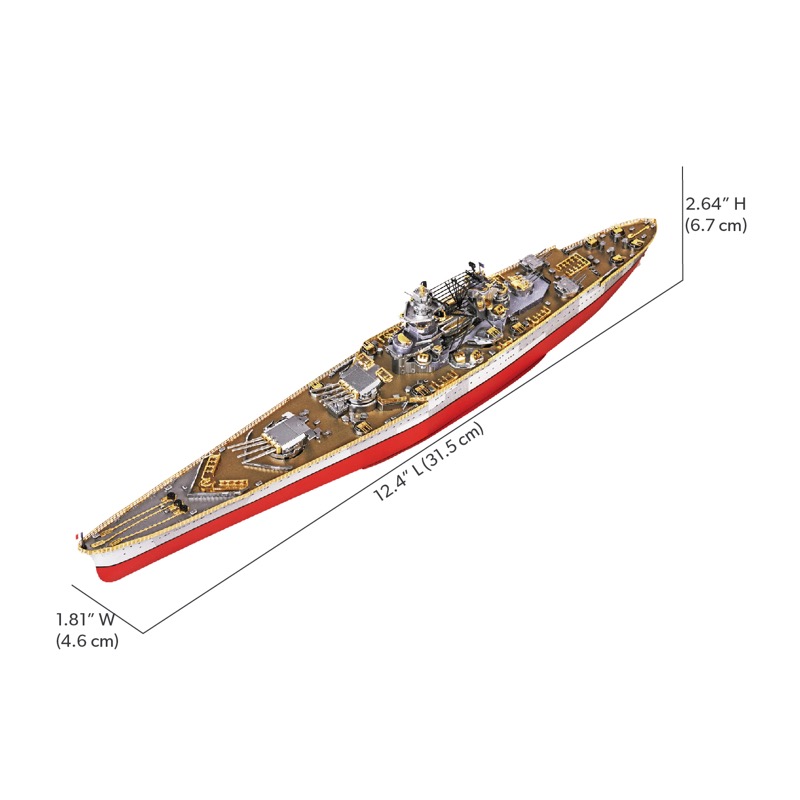 Piececool Richelieu Battleship -- 4-Star DIY 3D Metal Puzzle Kit, Historic Warship Model for Collectors, Brain Teaser for Adults & Teens