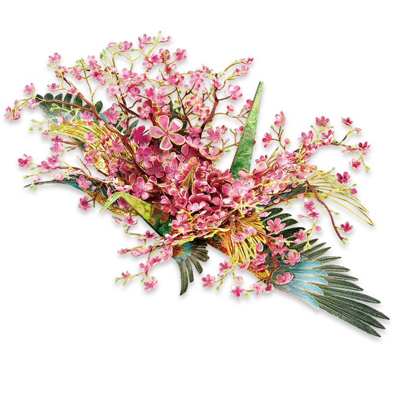 Piececool Peach Blossom -- 2-Star DIY 3D Metal Puzzle Kit, Traditional Chinese Model for Home Decor, Brain Teaser for Adults & Teens