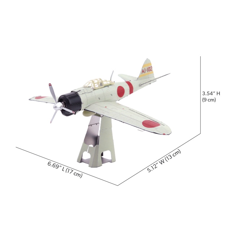 Piececool Mitsubishi A6m Zero -- 2-Star DIY 3D Metal Puzzle Kit, Military Aircraft Model for Aviation Enthusiasts, Brain Teaser for Adults & Teens