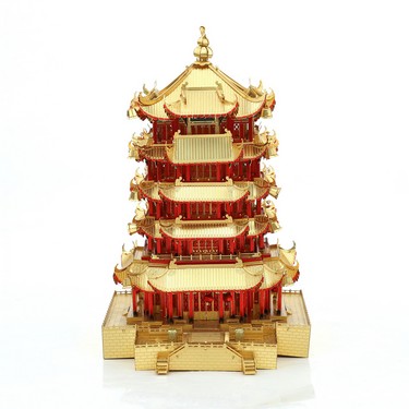 Piececool YELLOW CRANE TOWER(Large) -- 5-Star DIY 3D Metal Puzzle Kit, Architectural Model for Home Decor, Brain Teaser for Adults & Teens