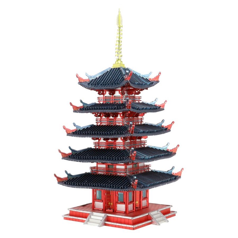 Piececool Five-storied Pagoda -- 4-Star DIY 3D Metal Puzzle Kit, Architectural Model for Home Decor, Brain Teaser for Adults & Teens